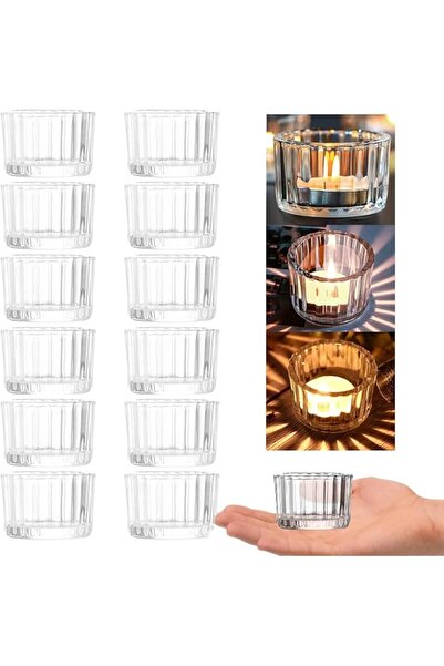 Generic Clear Tealight Candleholder Set of 12, Glass Wishing Candleholder, Bu...