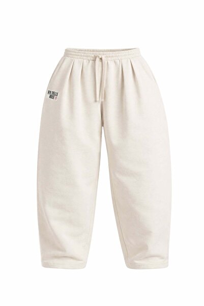 #vdr viadellerose Ecru Pleated Detailed Baggy Trousers 19041