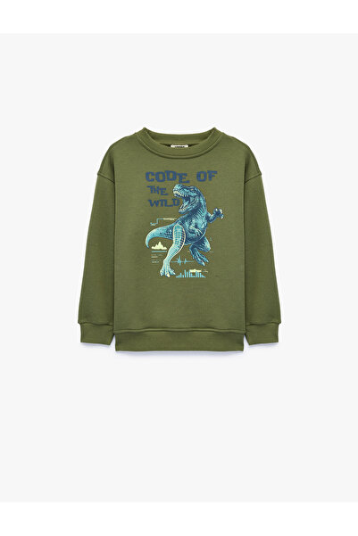 Koton Dinosaur Printed Crew Neck Long Sleeve Oversize Sweatshirt