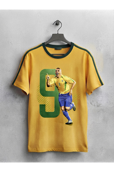 MAGORS Tricou Ronaldo Nazario imprimat unisex, oversize, cu gât crewneck, Bra...