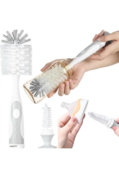 ToolHouse Grey Bottle Brush Cleaning Set, Long Handle Rotating Baby Bottle Cl...
