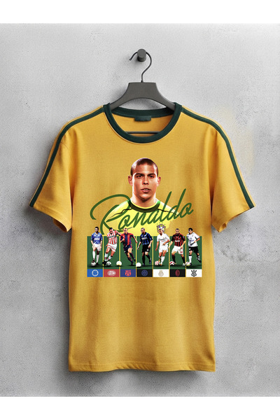 MAGORS Tricou Ronaldo Nazario imprimat unisex, oversize, cu gât crewneck, Bra...