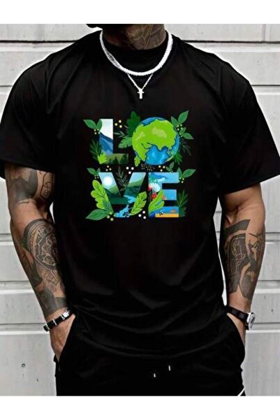 k222 1pc Womens Earth Love Nature Graphic TshirtCotton 180gsm.Printed Tee.Uni...
