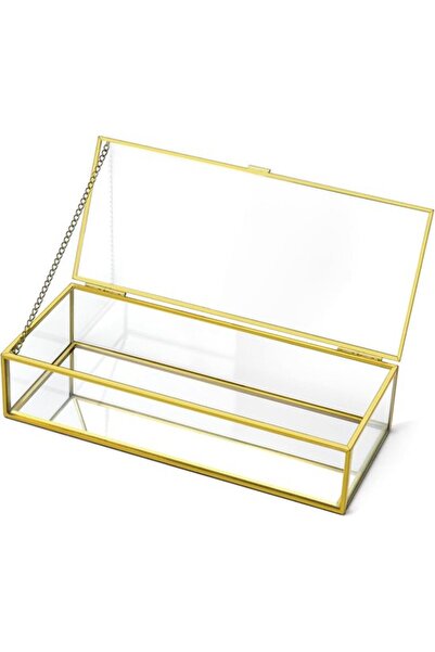 STARSTAR Decorative vintage gold clear jewelry box - 23.5 x 10 x 5.3 cm