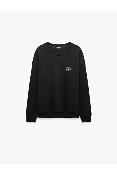 Koton Cotton Shaded Crew Neck Long Sleeve Printed Sweatshirt