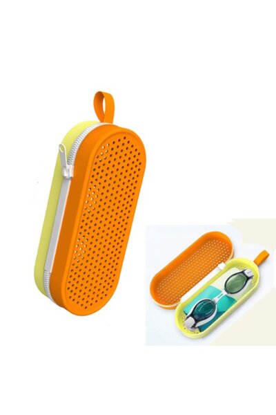 STARSTAR Silicone swimming goggle case – Breathable – Shockproof – Orange/Yellow