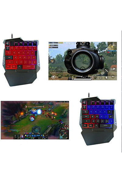 wiks Mini Tek El Oyuncu Klavyesi RGB Arka Aydınlatmalı Mekanik Hisli USB Gaming Klavye Kaymaz Tabanlı