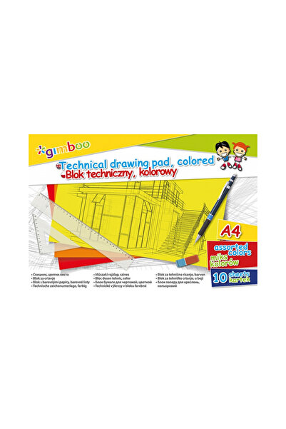 Gimboo A4 Drawing Pad, 10 Sheets - 150Gsm, Cardboard Cover, - Assorted Color ...