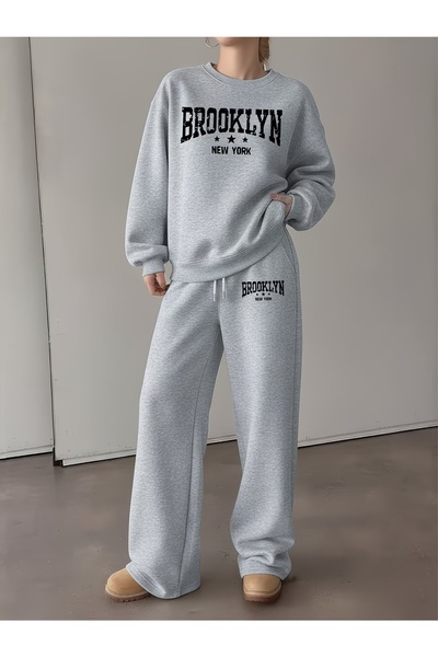 macklin Unisex Women's Men's Brooklyn New York Printed Oversize 3 Thread Crew...