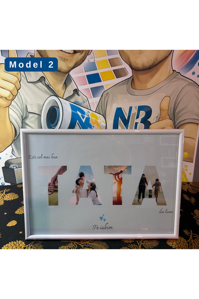 NBPRINT Tablou Personalizat MAMA / TATA cu Fotomontaj – Ramă Inclusă – Cadou Unic