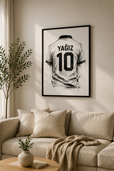 KİDEWO Kişiye Özel İsimli Forma Tablosu Çocuk Odası Futbol Temalı Çerçeveli T...