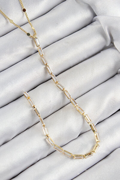 SORA GROUP Brass Zircon Stone Model Gold Color Y Necklace