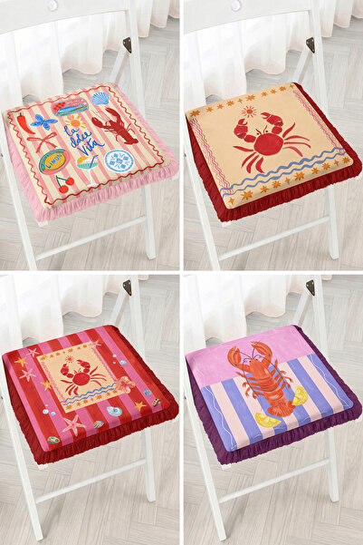 Realhomes La Dolce Vita Written Sea-Themed Lobster and Crab Patterned 4-Piece...