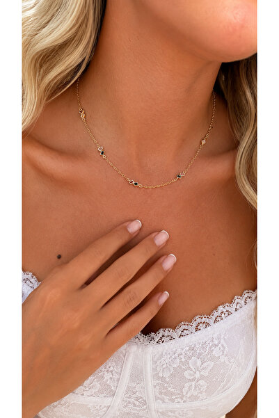 GLARE JEWELRY CO سلسلة من حجر الزركون الملون موديل ستانلس ستيل 40+5 سم