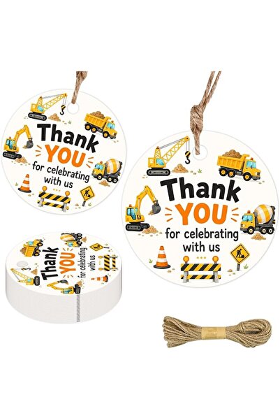 Merrystorm 50Pcs Construction Truck Birthday Thank You Favor Tags for Boys | ...