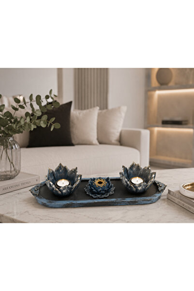 El Yapımı El Boyaması Polyester Lotus Mumluk ve Tütsülük