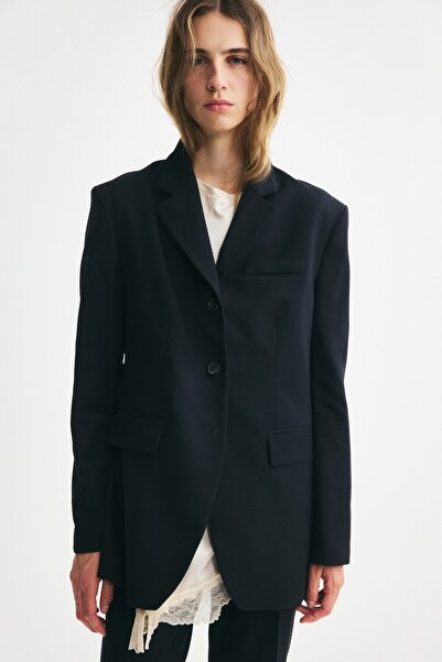 H&M Tek Sıra Düğmeli Gabardin Blazer