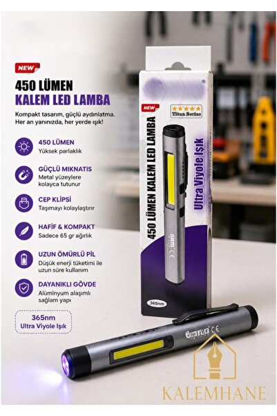 kalemhane 450 Lümen Kalem LED Lamba 365nm UV Işıklı Mıknatıslı Cep Klipsli Pr...