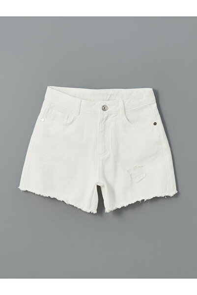 LC Waikiki Trendlucky Girls' Jean Shorts with Adjustable Waist and Elastic Band