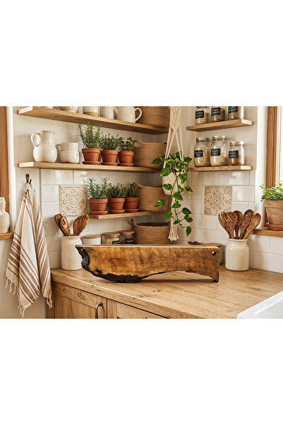 Rusticwood El yapımı, Doğal ahşap, Ceviz ağacı, Rustic bıçak standı-Mutfak or...