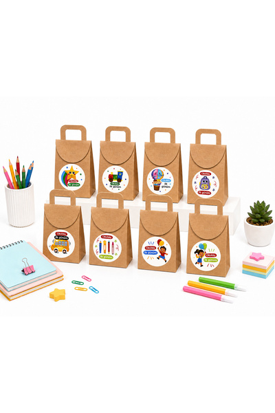 repro design Cutie cadou din carton kraft 10x15 cm Prima mea zi la școală cu ...