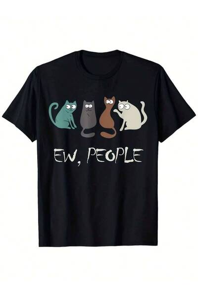 23ERVA Funny Ew People Lover T-Shirt Men Women Cute Meowy Kitty Graphic Tee W...