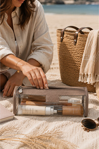 GNC DESİGN Transparent Brown Cosmetic and Makeup Bag – Personal Care, Pencil ...