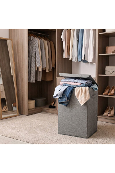 The Living Fabric Laundry & Storage Hamper with Lid & Side Handles | Portable...