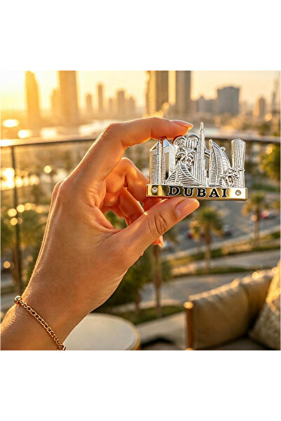 NUJET R470 City landmark refrigerator magnets with gold, silver and black met...