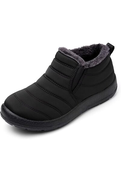 OtherMax Cizme de zăpadă damă impermeabile călduroase blană și fermoar negre ...