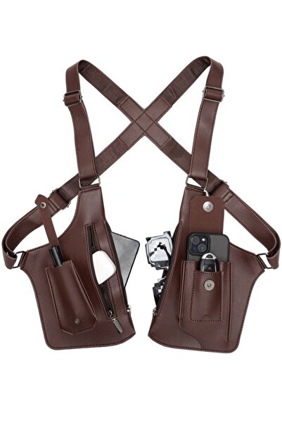 STARSTAR Chest bag dark brown retro anti-theft genuine leather casual backpack.