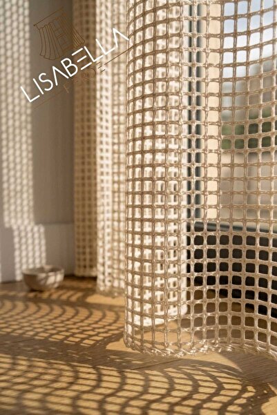LisabellaHome Lino Grid Linen Mesh Tulle Non-Pleated Plain Extra-Foam Stitche...
