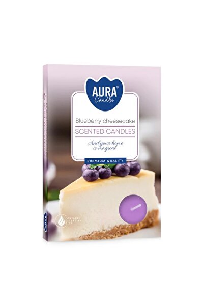 AURA Set 6 x 6 Lumanari Pastila Aura, Cheesecake cu Afine, Timp de Ardere 4 Ore