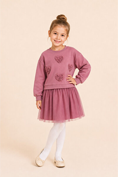 Eray Kids Girl's Heart-Shaped Tulle Pink Cotton Casual Holiday Dress (3-4-5-6...