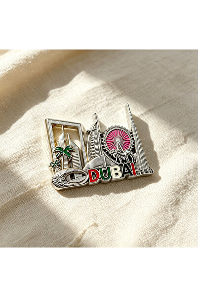 NUJET R587 City landmark metal relief refrigerator stickers gold and silver b...
