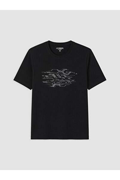 LC Waikiki Ανδρικό T-shirt με στρογγυλή λαιμόκοψη και στάμπα