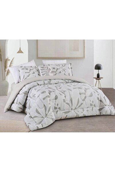Alhabib bedding مفرش صيفي مزدوج رصاصي مشجر يناسب سربر مقاس 200x200سم عدد القطع 9