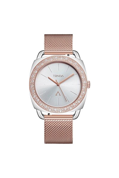 TRNDA Women's Silver Stainless Steel Watch, Rose Gold Band | Trnda-001