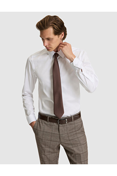 Pierre Cardin White Slim Fit Long Sleeve Basic Shirt 50328765-Vr013