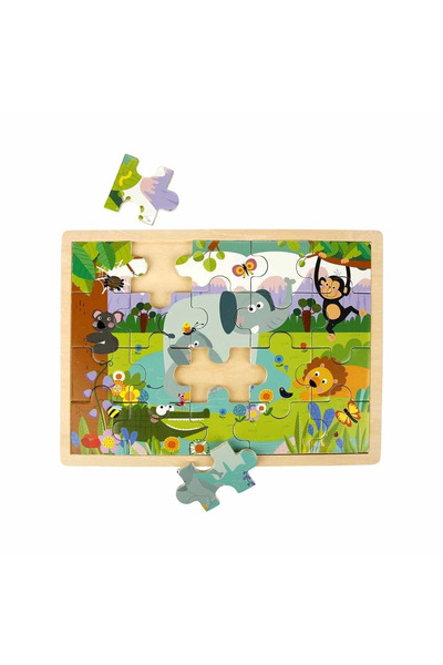 SORA GROUP S01002909 Wooden Puzzle Vehicles Animals 5 Pcs 2 Sets