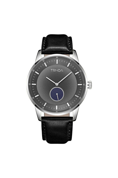TRNDA Men's Stainless Steel Watch, Black Leather Band | Trn-W43-Sl