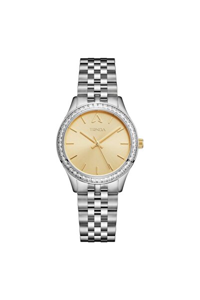 TRNDA Women's Stainless Steel Watch, Gold Dial | Trnda032sil