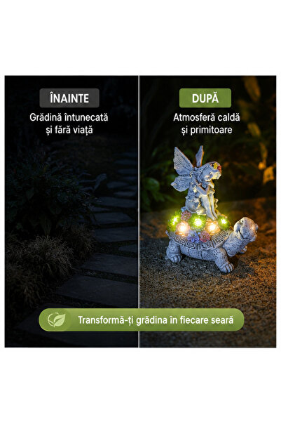 OEM Lampă Solară Grădină, Broască Țestoasă cu Flori, Set 7 - set 2 bucati