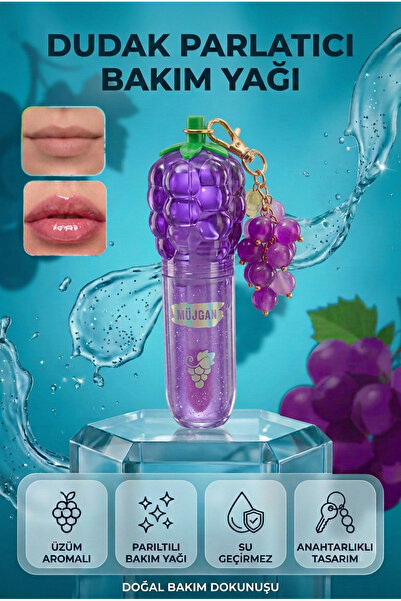 MUJGAN Üzüm Aromalı Parlatıcı Anahtarlıklı Dudak Bakım Yağı