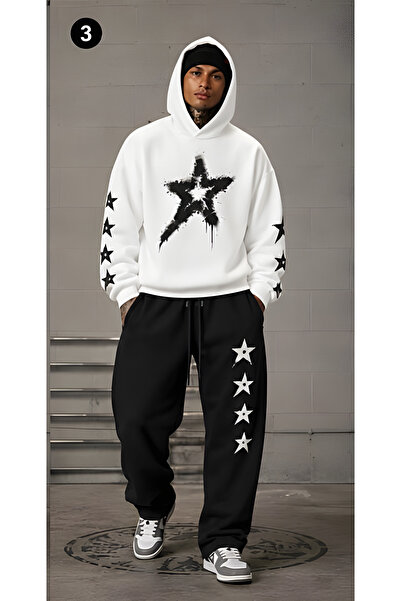 EFFRENATU Oversized Hooded Sweatshirt Set - Face and All-Over Surface Print, ...
