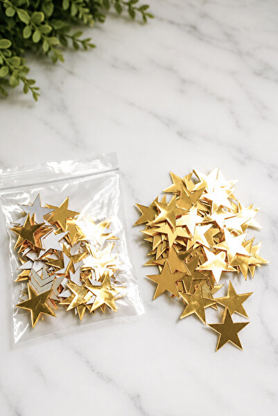 Kuzeylina Stea din plexiglas aurie 3 cm, accesoriu decorativ autoadeziv pentr...