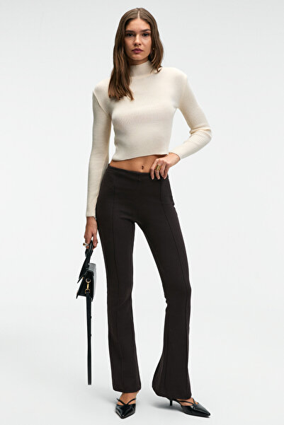 ETHIQUET Lysavine Women's Stretch Fabric Slim Fit Dark Brown Trousers