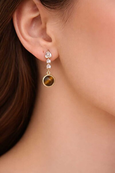 Feyz Tasarım Tiger Eye Design Earrings