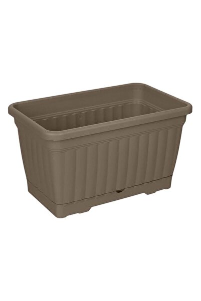 BAMI NETWORK Jardiniera plastic cu farfurie integrata mocca 30.5x18.5x17cm