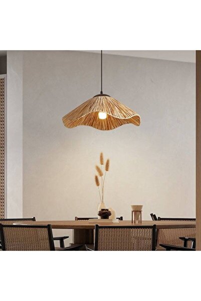 Safheal Bambu Hasır Rattan Rafya Avize